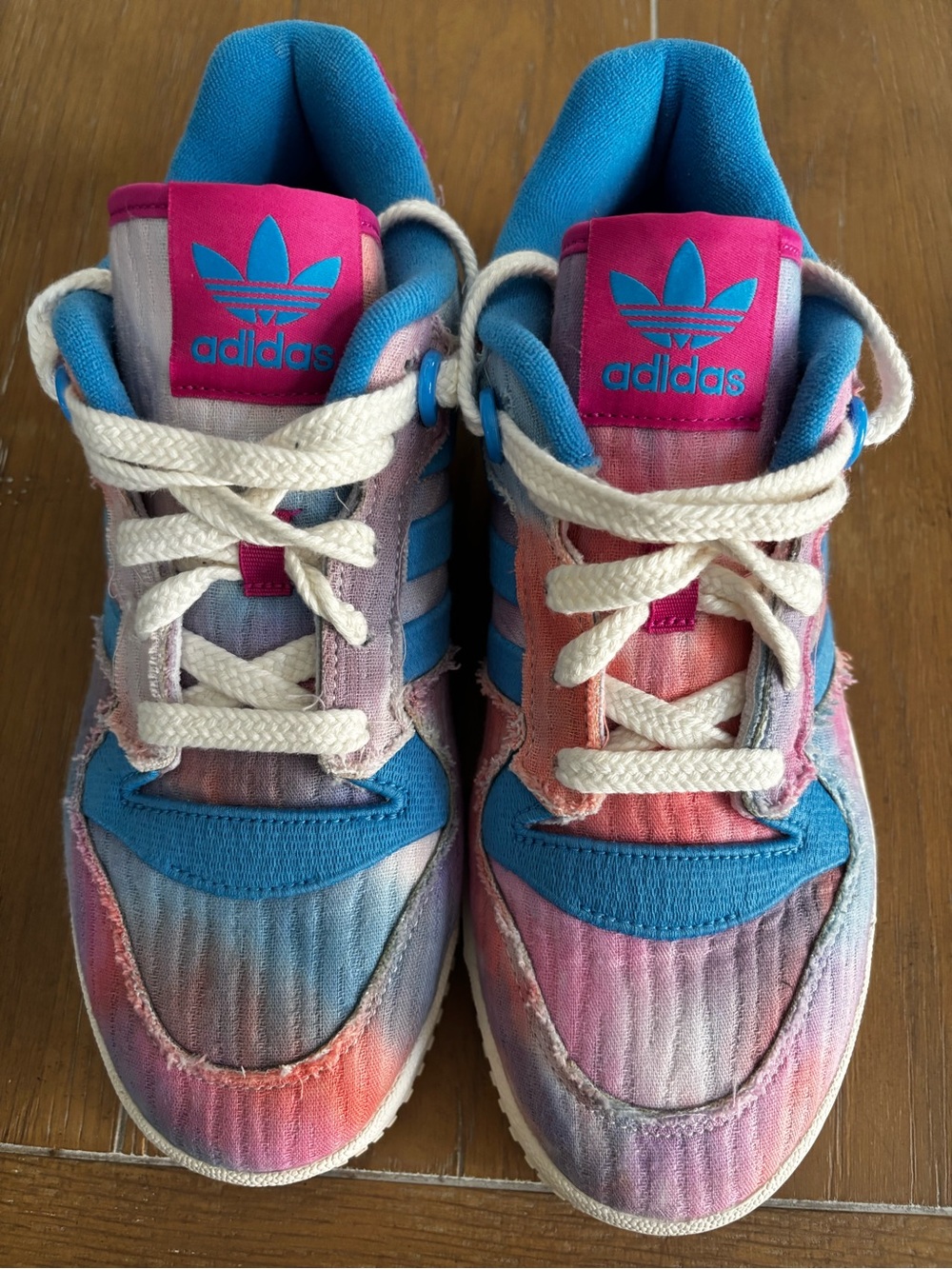 adidas Women’s Tie-Dye Blue Pink Low-Top Sneakers
